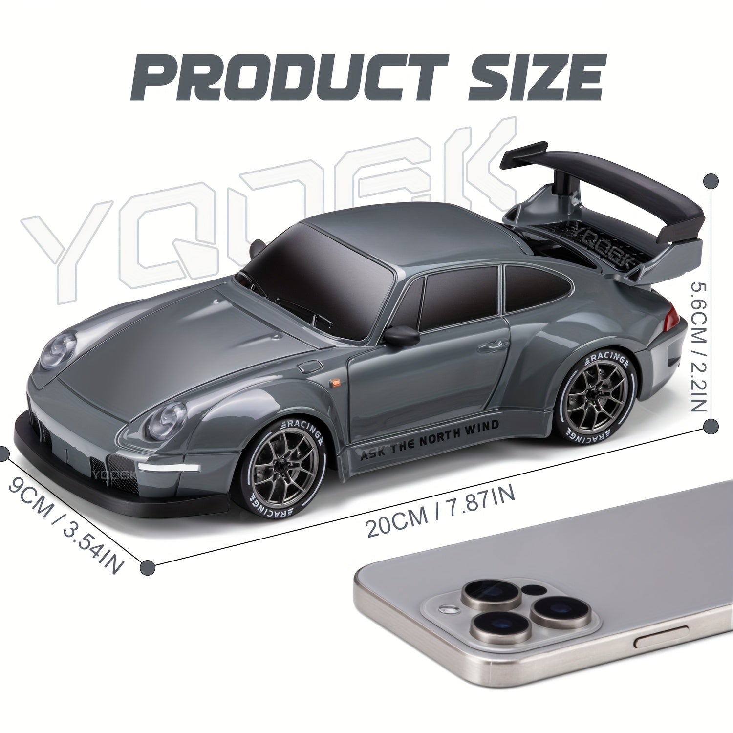 High-Speed 4WD RC Drift Car with Lights, Tires & Road Barrier Tool - Rechargeable 500mAh Battery