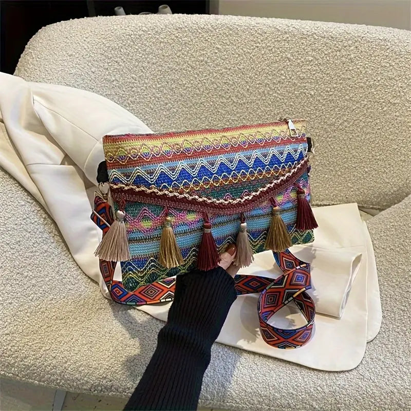 Boho Chic Tassel Crossbody Bag for Women