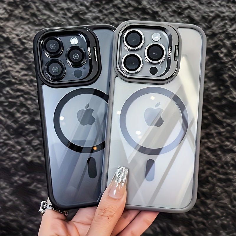 Magnetic Wireless Charging iPhone Case with Lens Protection Stand